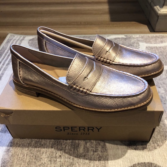 sperry rose gold loafers